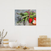 Grüner Spargel mit Erdbeere Poster (Küche)