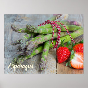 Grüner Spargel mit Erdbeere Poster