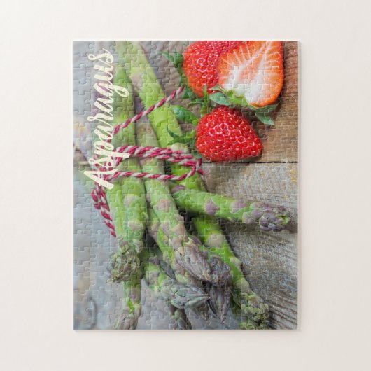 Grüner Spargel mit Erdbeere Puzzle (Vertikal)