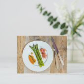 Grüner Spargel mit Schinken und Sauce Postkarte (Stehend Vorderseite)