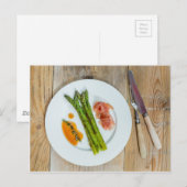 Grüner Spargel mit Schinken und Sauce Postkarte (Vorne/Hinten)