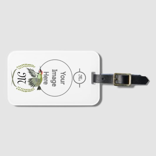 Grüner Specker im Flug Monogram Gepäckanhänger (Vorderseite (Horizontal))