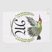 Grüner Specker im Flug Monogram Golfhandtuch (Horizontal)