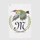 Grüner Specker im Flug Monogram Golfhandtuch (Vorderseite)