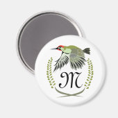 Grüner Specker im Flug Monogram Magnet (Vorderseite/Rückseite)