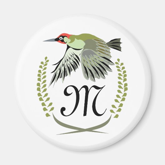 Grüner Specker im Flug Monogram Magnet (Vorne)