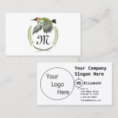Grüner Specker im Flug Monogram Visitenkarte (Vorne/Hinten)
