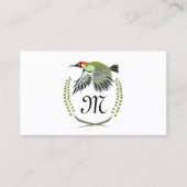 Grüner Specker im Flug Monogram Visitenkarte (Vorderseite)