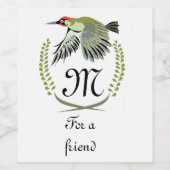 Grüner Specker im Flug Monogram Weinetikett (Einzelnes Label)