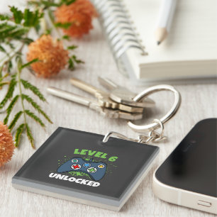 Grüner Spielcontroller Level 6 freigeschaltet Gebu Schlüsselanhänger