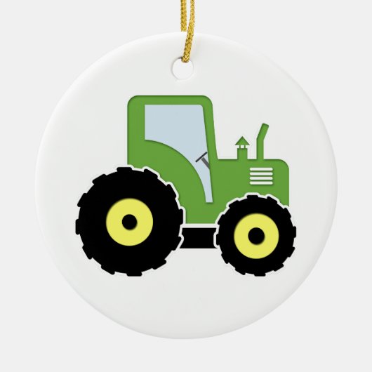 Grüner Spielzeugtraktor Keramik Ornament (Vorne)