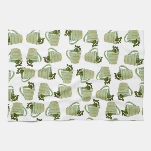 Grüner Spiralteppich mit Mintfoto Geschirrtuch (Horizontal)