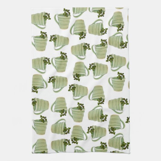 Grüner Spiralteppich mit Mintfoto Geschirrtuch (Vertikal)