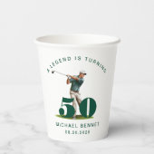 Grüner Sportgolfer 50. Geburtstag Pappbecher (Rückseite)