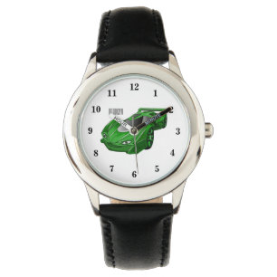 Grüner Sportwagen mit Luftfolie Armbanduhr