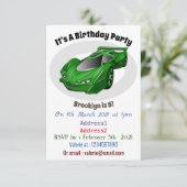 Grüner Sportwagen mit Luftfolie Einladung (Stehend Vorderseite)