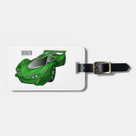 Grüner Sportwagen mit Luftfolie Gepäckanhänger (Vorderseite horizontal)