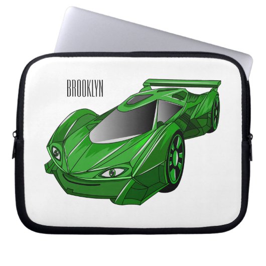 Grüner Sportwagen mit Luftfolie Laptopschutzhülle (Vorderseite)