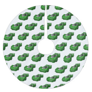 Grüner Sportwagen mit Luftfolie Polyester Weihnachtsbaumdecke