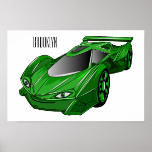 Grüner Sportwagen mit Luftfolie Poster