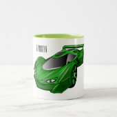 Grüner Sportwagen mit Luftfolie Zweifarbige Tasse (Mittel)