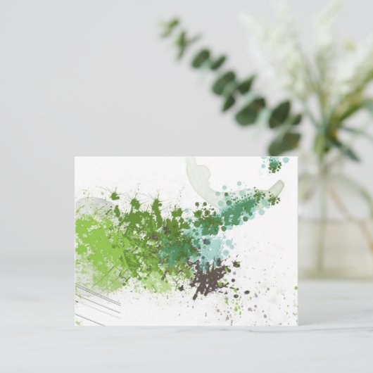 Grüner Spritzer Postkarte (Stehend Vorderseite)