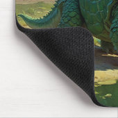 Grüner Stegosaurus und Wüstenpool Mousepad (Ecke)