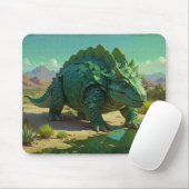 Grüner Stegosaurus und Wüstenpool Mousepad (Mit Mouse)
