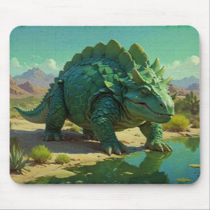 Grüner Stegosaurus und Wüstenpool Mousepad