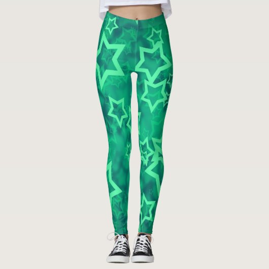 Grüner Stern Leggings (Vorderseite)