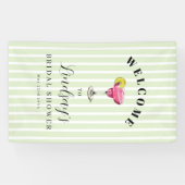 Grüner Streifen Cocktail Brautparty Banner (Horizontal)
