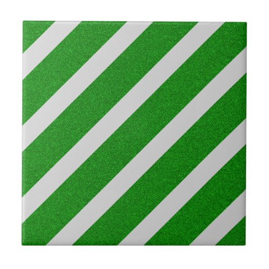 Grüner Streifen Glitter Fliese (Vorderseite)