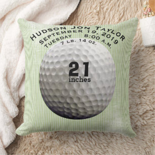 Grüner Streifen Golfball Jungen Geburtsurkunde Kissen