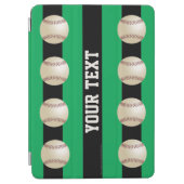 Grüner Streifen mit Baseballs, Name, iPad Air Hülle (Vorderseite)