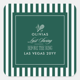 Grüner Streifen Tennis Modern Chic Hennaparty Mitb Quadratischer Aufkleber