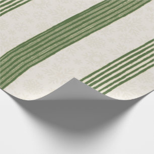 Grüner Streifen Zarte Schneeflocke Vintage Weihnac Geschenkpapier