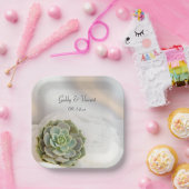 Grüner Sukkulent auf der Weißen Hochzeit Pappteller (Party)