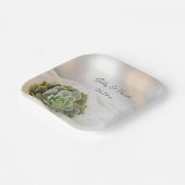Grüner Sukkulent auf der Weißen Hochzeit Pappteller (Gewinkelt)