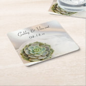 Grüner Sukkulent auf der Weißen Hochzeit Rechteckiger Pappuntersetzer (angewinkelt)