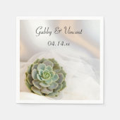 Grüner Sukkulent auf der Weißen Hochzeit Serviette (Vorderseite)