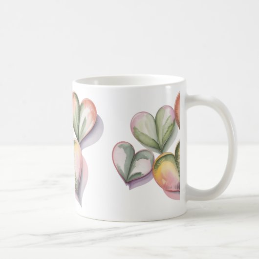 Grüner Sukkulenten-Herzbecher Kaffeetasse (Rechts)