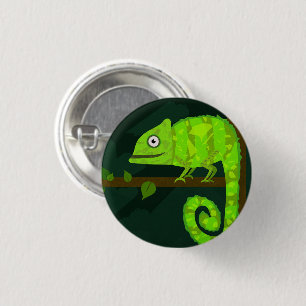 Grüner süßer Chamäleon Button