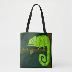 Grüner süßer Chamäleon Tasche