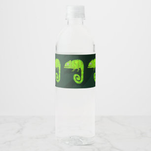 Grüner süßer Chamäleon Wasserflaschenetikett