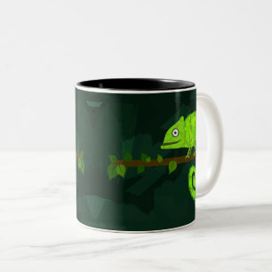 Grüner süßer Chamäleon Zweifarbige Tasse