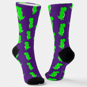 Grüner Süßer Dino Lila Socken