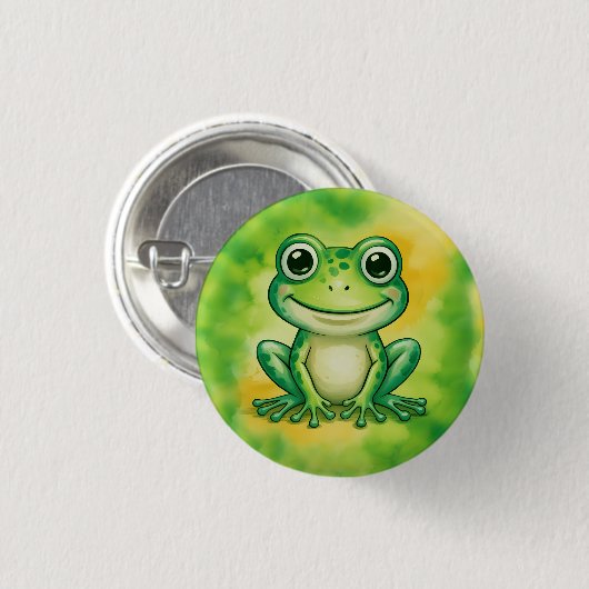 Grüner süßer Frosch Button (Vorne & Hinten)