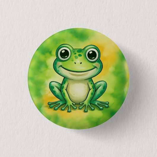 Grüner süßer Frosch Button (Vorderseite)