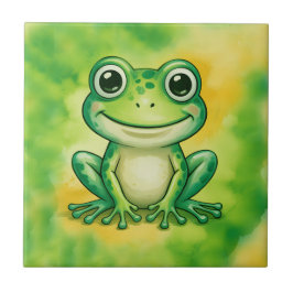 Grüner süßer Frosch Fliese