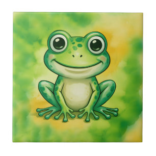 Grüner süßer Frosch Fliese